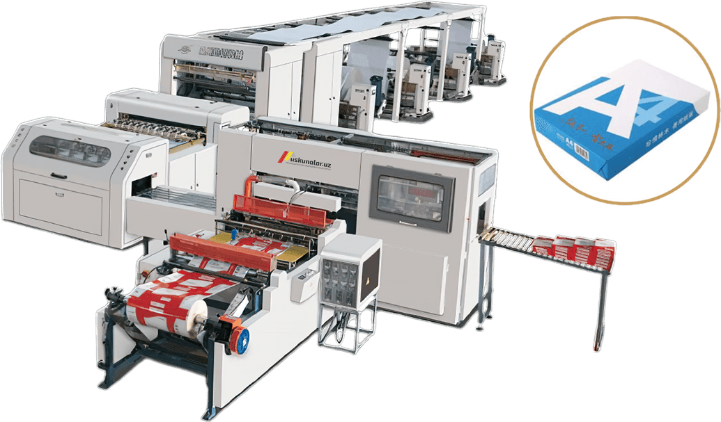 Uskunalar.uz - Полностью автоматическая машина для резки и упаковки бумаги формата А4 US-HQJ-1100A4