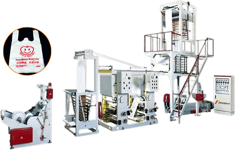 Uskunalar.uz - Polietilen paket ishlab chiqarish va dizayn pechat qilish uskunasi US-OR-FM800